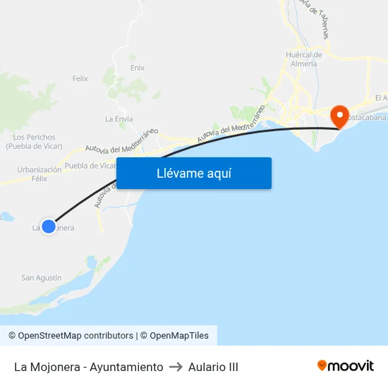 La Mojonera - Ayuntamiento to Aulario III map