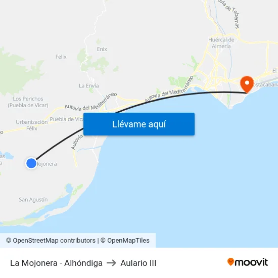 La Mojonera - Alhóndiga to Aulario III map