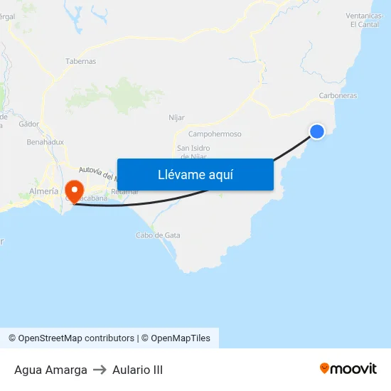 Agua Amarga to Aulario III map