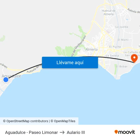 Aguadulce - Paseo Limonar to Aulario III map