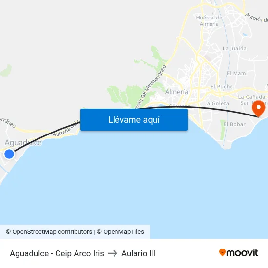 Aguadulce - Ceip Arco Iris to Aulario III map