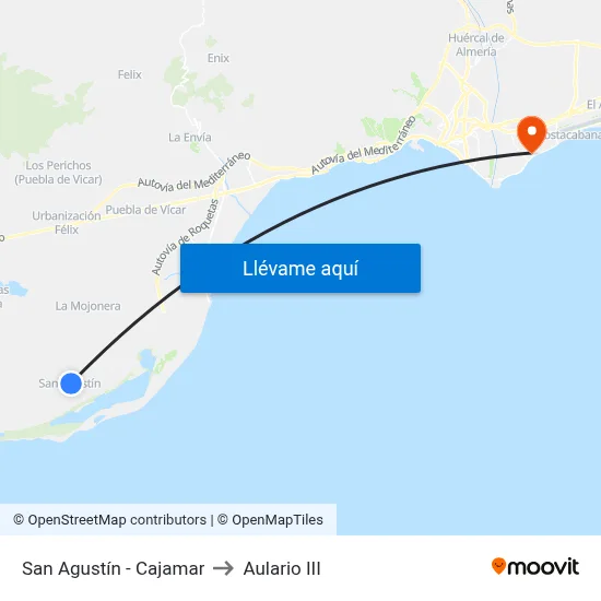 San Agustín - Cajamar to Aulario III map