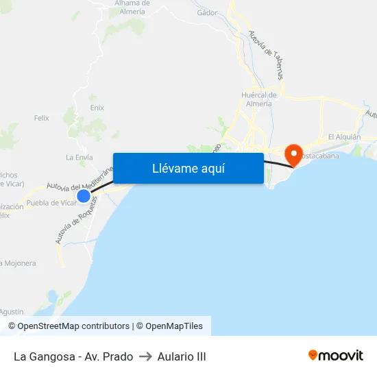 La Gangosa - Av. Prado to Aulario III map
