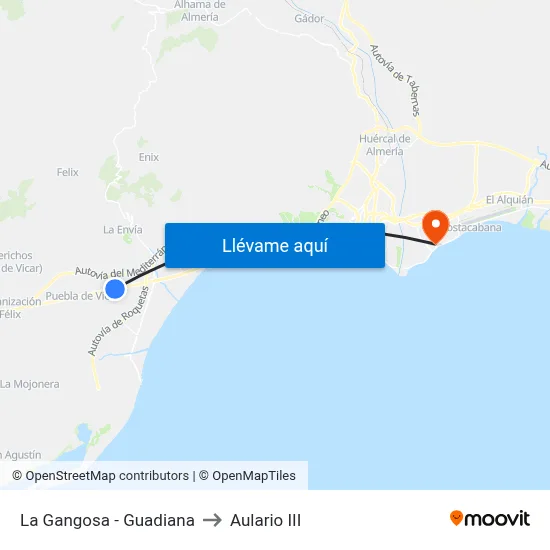 La Gangosa - Guadiana to Aulario III map