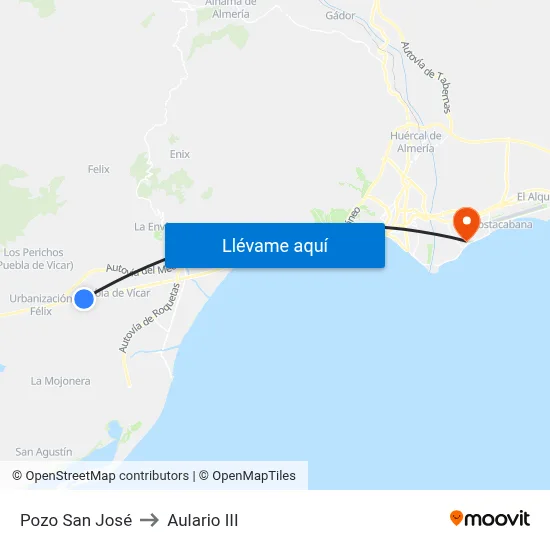 Pozo San José to Aulario III map