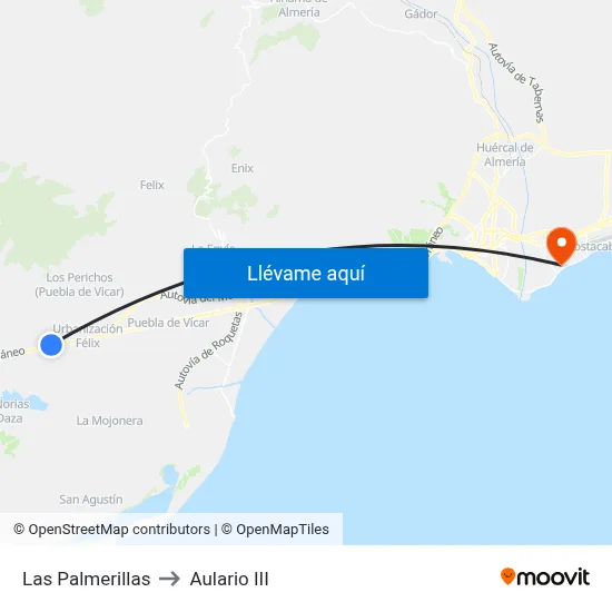 Las Palmerillas to Aulario III map