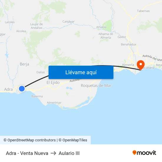 Adra - Venta Nueva to Aulario III map