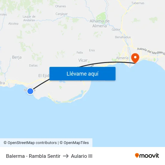 Balerma - Rambla Sentir to Aulario III map