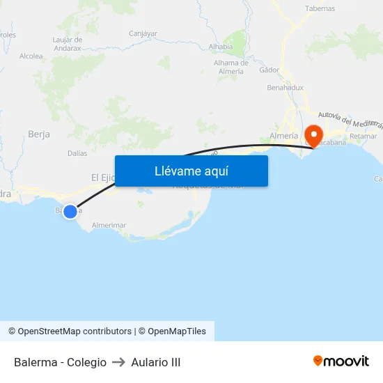 Balerma - Colegio to Aulario III map