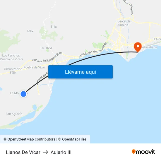 Llanos De Vícar to Aulario III map