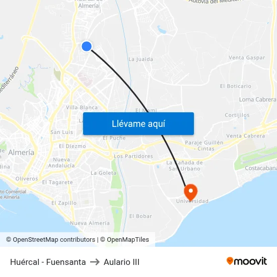 Huércal - Fuensanta to Aulario III map