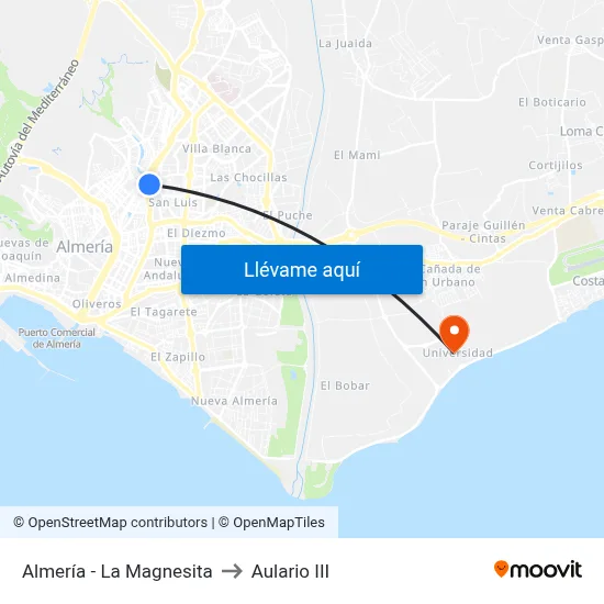 Almería - La Magnesita to Aulario III map