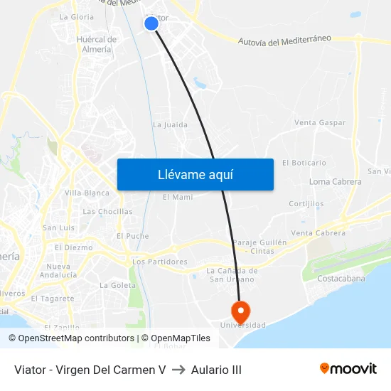 Viator - Virgen Del Carmen V to Aulario III map