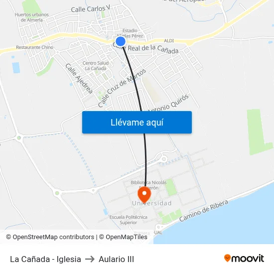 La Cañada - Iglesia to Aulario III map