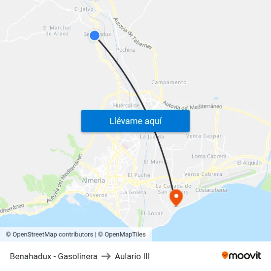 Benahadux - Gasolinera to Aulario III map
