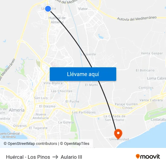 Huércal - Los Pinos to Aulario III map