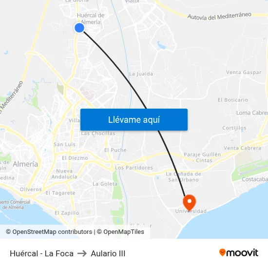 Huércal - La Foca to Aulario III map