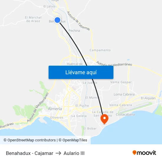 Benahadux - Cajamar to Aulario III map