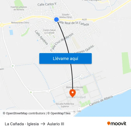 La Cañada - Iglesia to Aulario III map