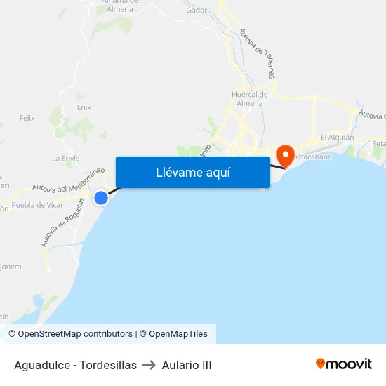 Aguadulce - Tordesillas to Aulario III map