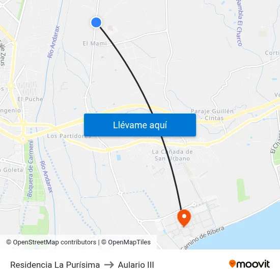 Residencia La Purísima to Aulario III map
