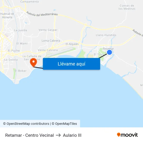 Retamar - Centro Vecinal to Aulario III map