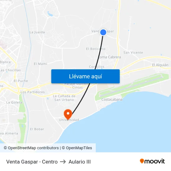 Venta Gaspar - Centro to Aulario III map