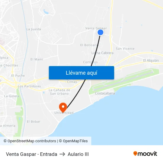 Venta Gaspar - Entrada to Aulario III map
