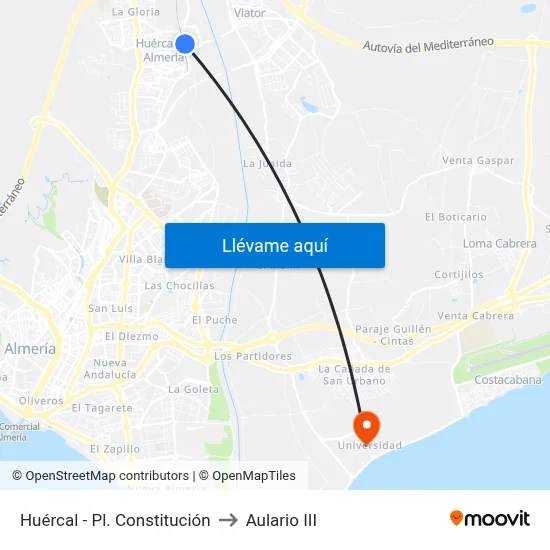 Huércal - Pl. Constitución to Aulario III map