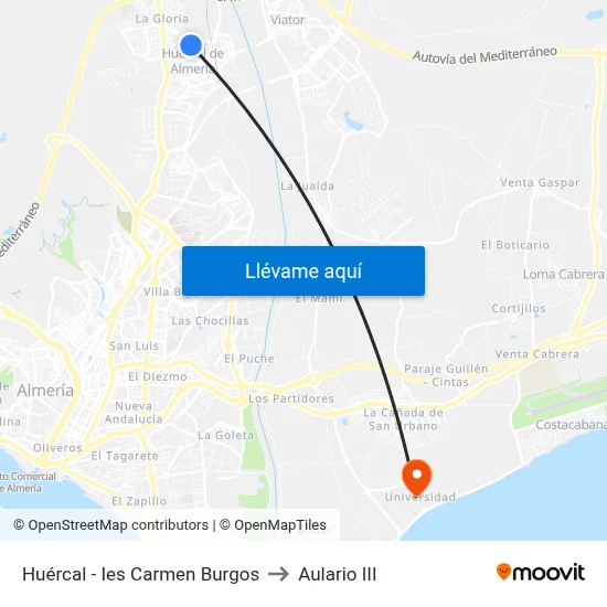 Huércal - Ies Carmen Burgos to Aulario III map