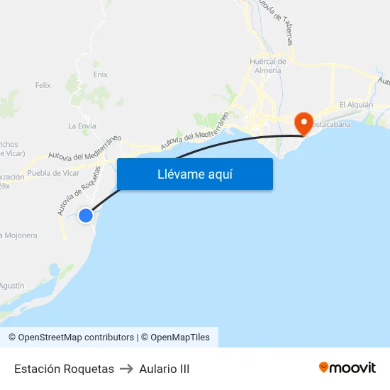 Estación Roquetas to Aulario III map