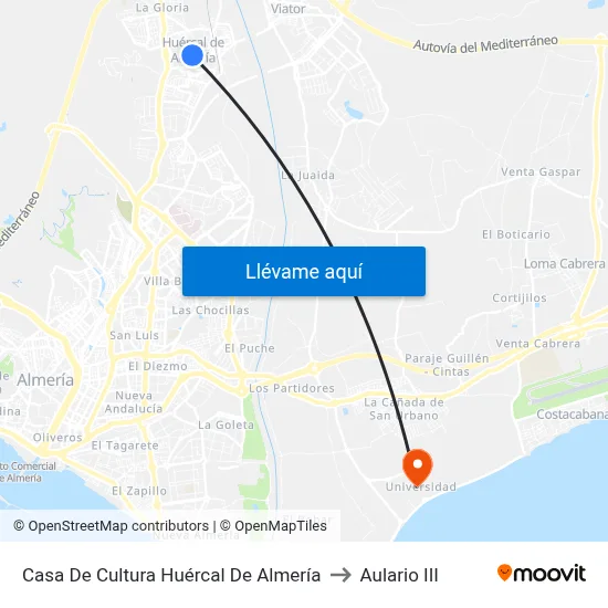 Casa De Cultura Huércal De Almería to Aulario III map
