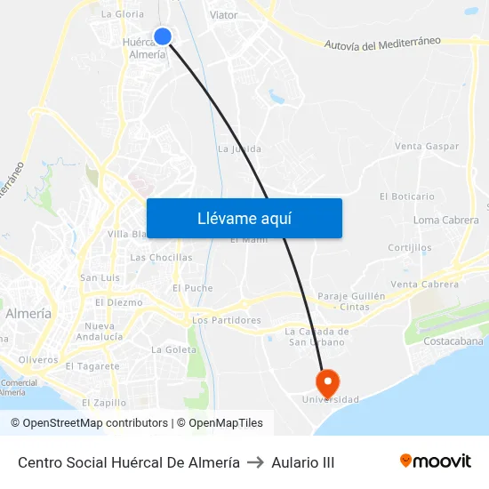 Centro Social Huércal De Almería to Aulario III map
