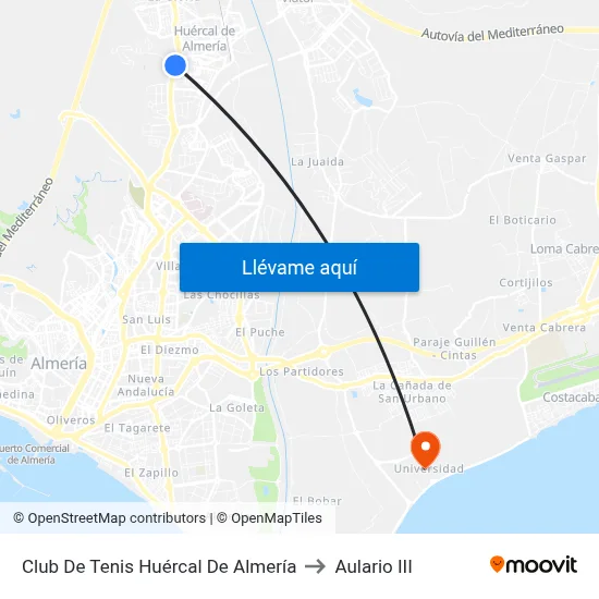 Club De Tenis Huércal De Almería to Aulario III map