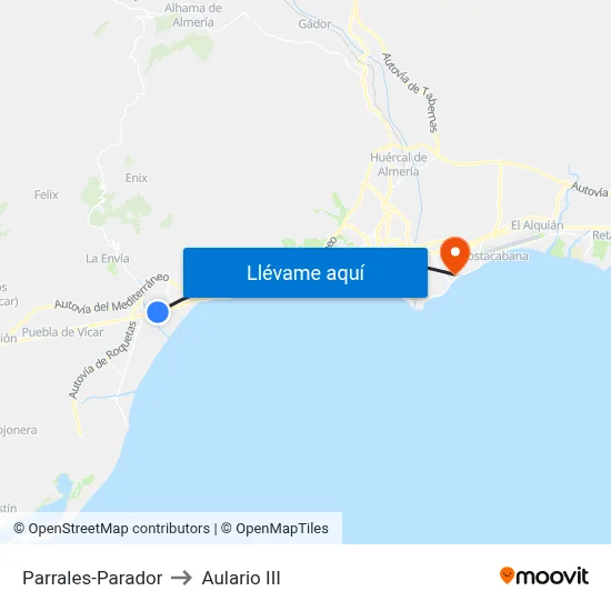 Parrales-Parador to Aulario III map