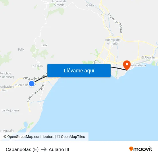 Cabañuelas (E) to Aulario III map