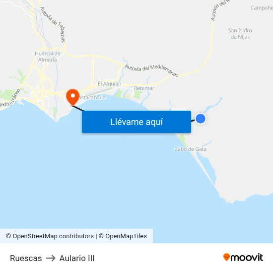 Ruescas to Aulario III map
