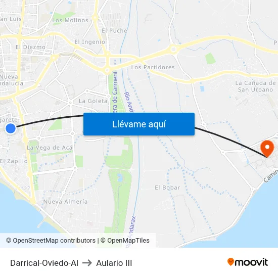 Darrical-Oviedo-Al to Aulario III map