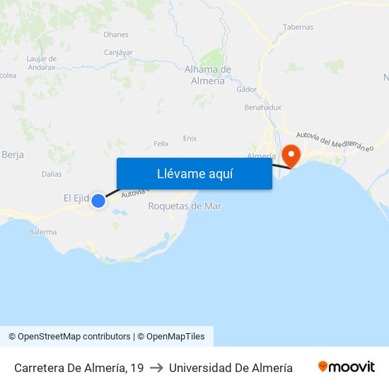 Carretera De Almería, 19 to Universidad De Almería map