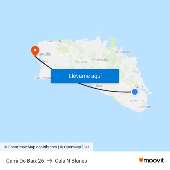 Cami De Baix 26 to Cala N Blanes map