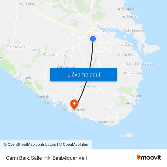 Cami Baix, Salle to Binibèquer Vell map