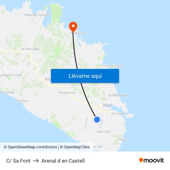 C/ Sa Font to Arenal d en Castell map