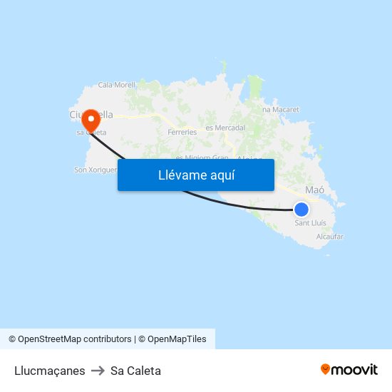 Llucmaçanes to Sa Caleta map