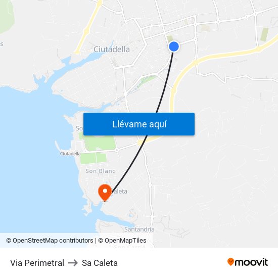 Via Perimetral to Sa Caleta map