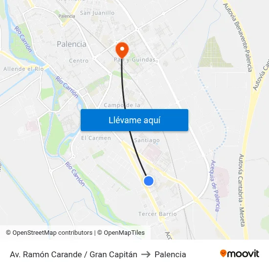 Av. Ramón Carande / Gran Capitán to Palencia map