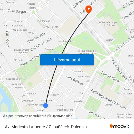 Av. Modesto Lafuente / Casañé to Palencia map