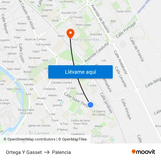 Ortega Y Gasset to Palencia map
