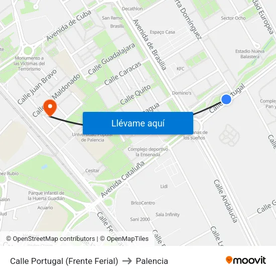 Av. Portugal / Ferial (Frente) to Palencia map