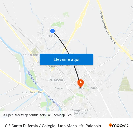 C.º Santa Eufemia / Colegio Juan Mena to Palencia map