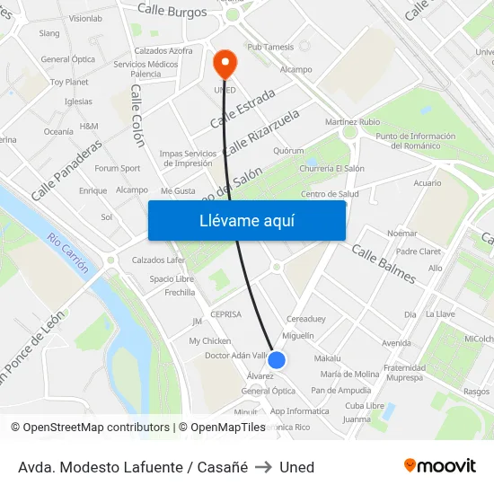 Avda. Modesto Lafuente / Casañé to Uned map